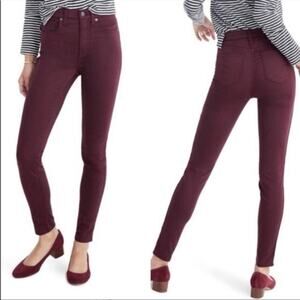 Madewell 9” High Riser Skinny Skinny Maroon Colored Jeans Size 25